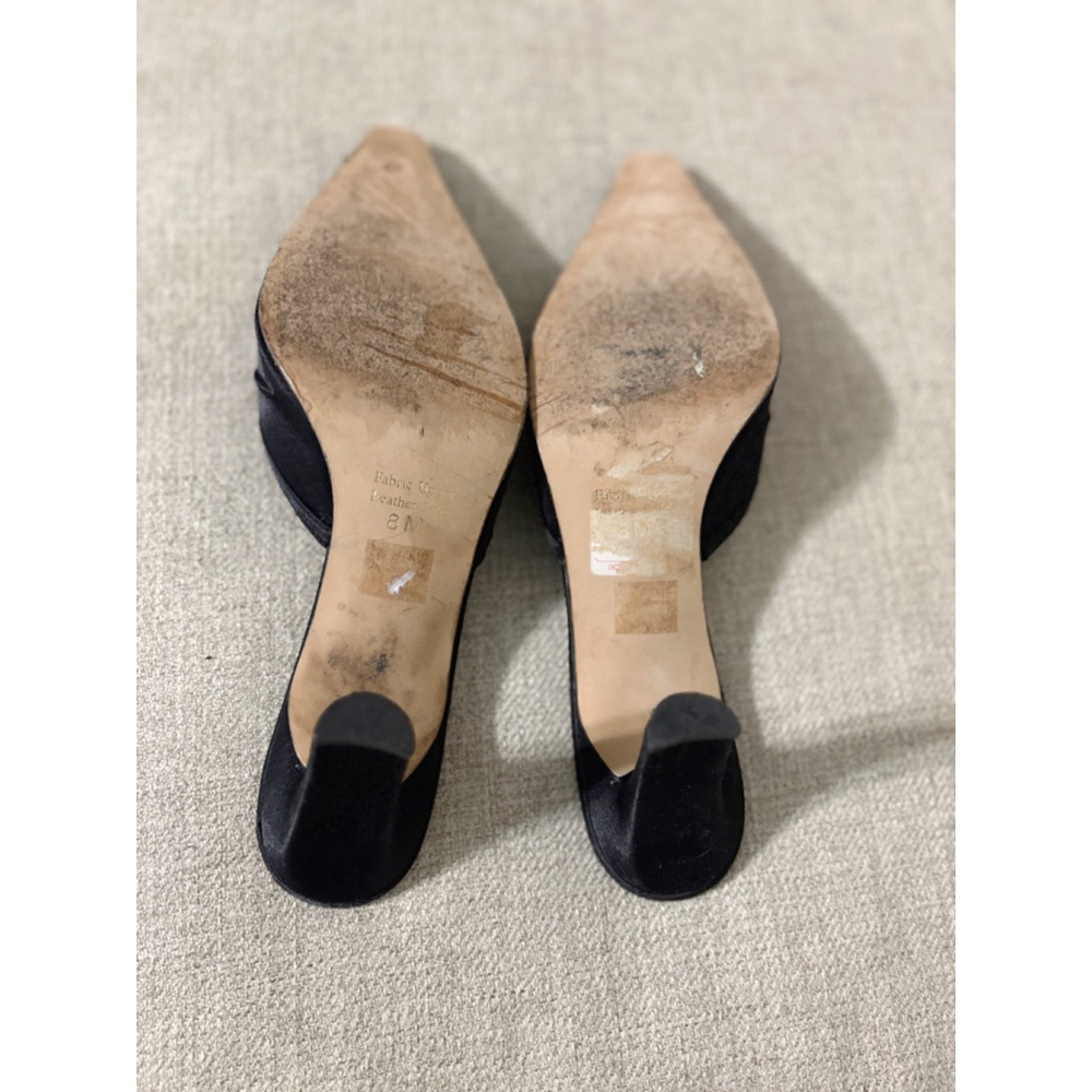 J. Renee Vintage Satin & Leather Cocktail Mule Heels - Picture 2 of 7